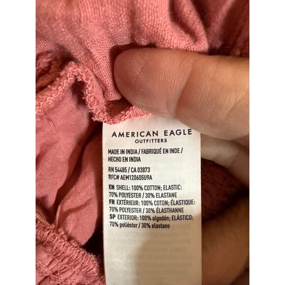 American Eagle Pink Smocked Babydoll Dress with Ruffle Hem & Pockets – XL NWT - Picture 10 of 10